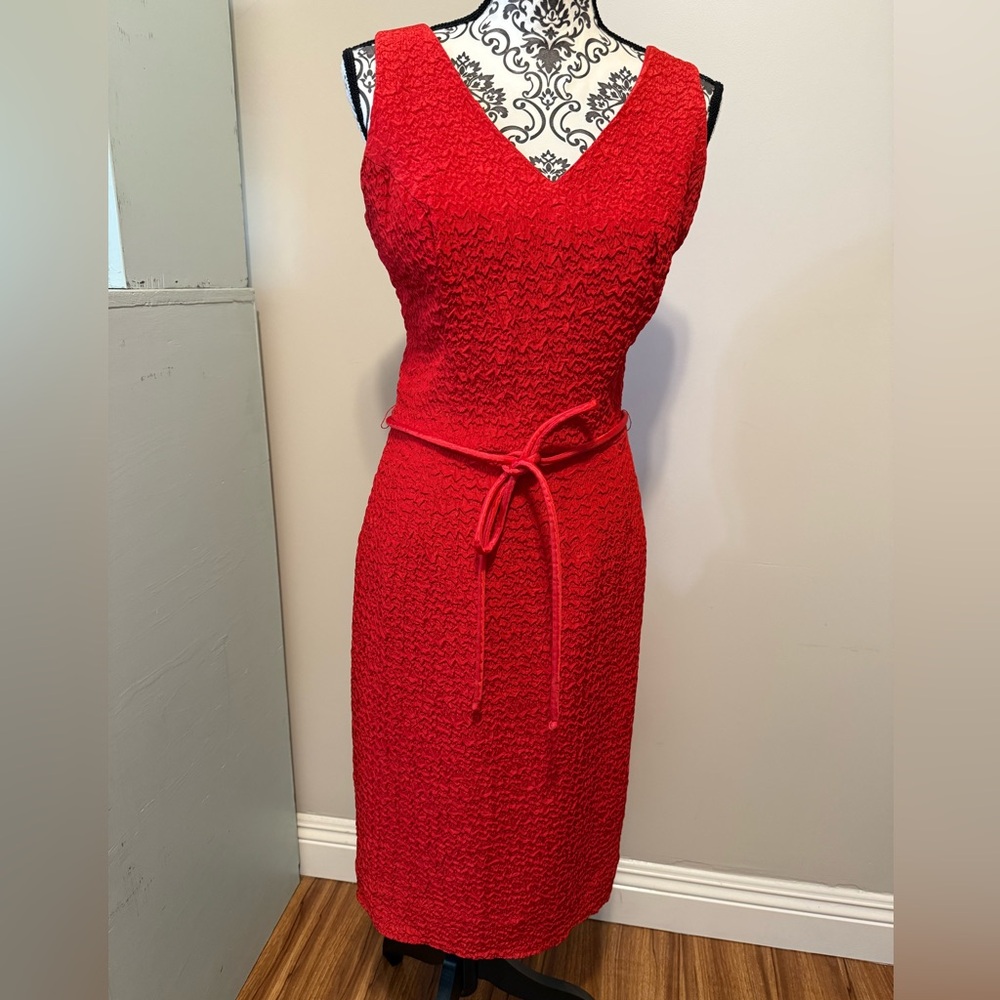 GORGEOUS VINTAGE ELEGANT MISS OF CALIFORNIA V-NECK RUCHED DRESS SZ 6 FULLY LINED